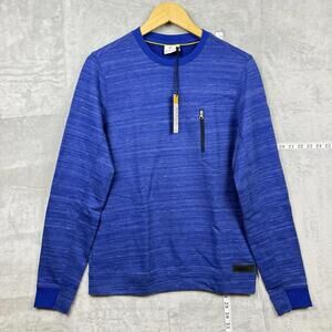 NWT Blue Industry Mens Crewneck Sweatshirt M Cobalt Zip Pocket NWT Premium Knit